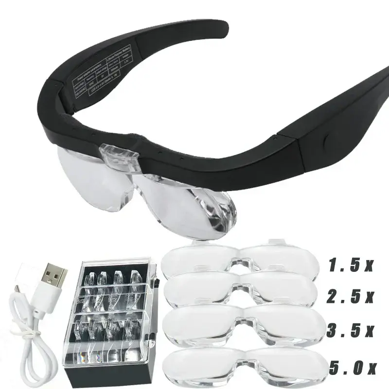 Lunettes Loupe de Précision avec 5 lentilles Zoom différentes