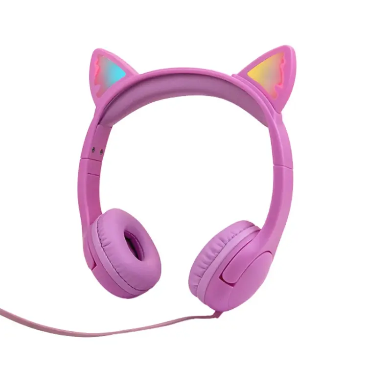 LX-K06 3.5mm Wired Children Learning Luminous Cat Ear Headset, Cable Length