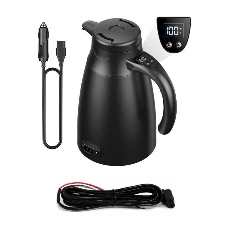LY1200 12V/24V Universal Digital Display Car Kettle 1.2L Stainless Steel Electric Water Kettle, Spec