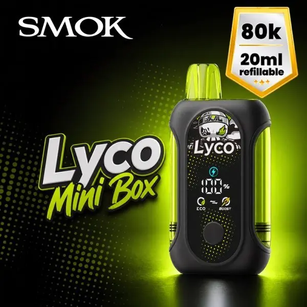 Lyco Mini Box 80K Smok – Kit Puff Rechargeable 20ml + 2 Flacons 10ml 20mg