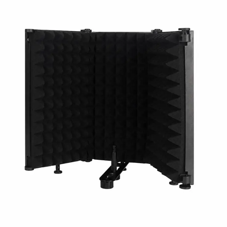 M3 Foldable Three-Panel Metal Casing Microphone Isolation Shield(Black)