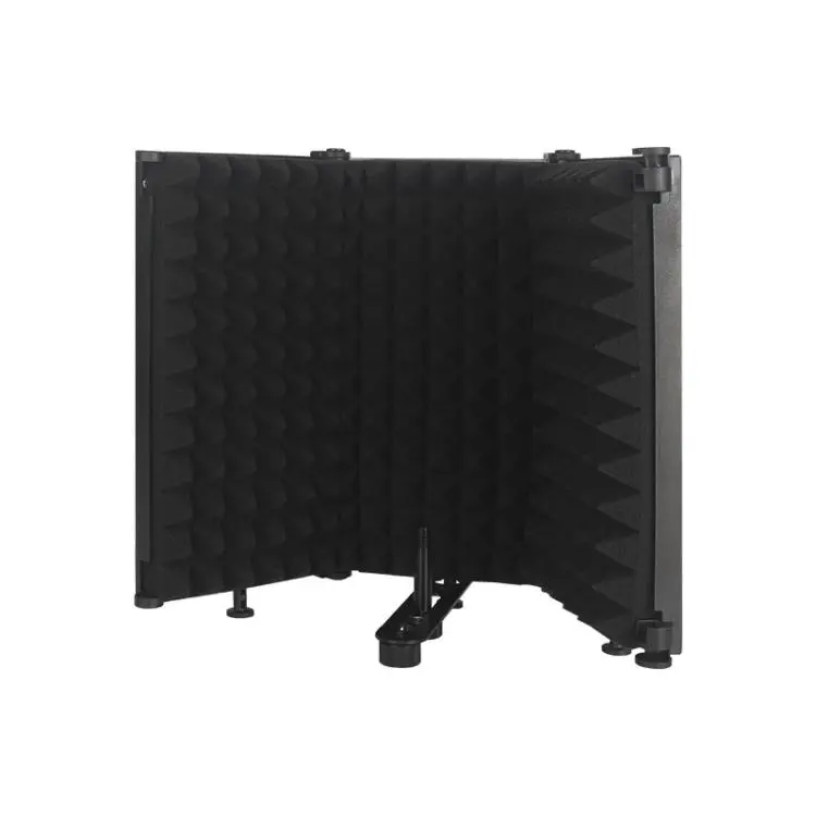 M3 Foldable Three-Panel Microphone Isolation Shield Windproof Screen(Black)