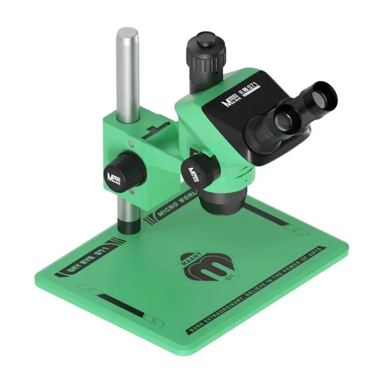 MaAnt S71 6.5-52X Synchronous Zoom Trinocular Stereo Microscope(Green)