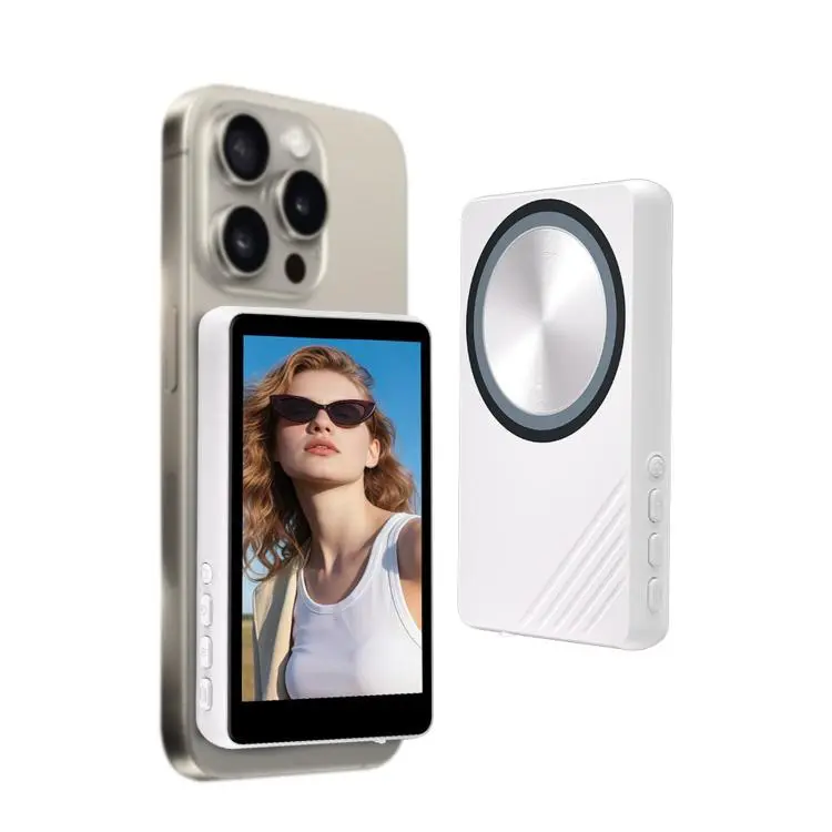 Magnetic Phone Screen Mirror Wireless Rear Camera Selfie Display(White)