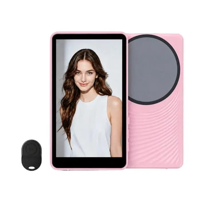 Magnetic Selfie Screen Phone Screen Mirroring Device Rear Camera Wireless Display Monitor(Pink)