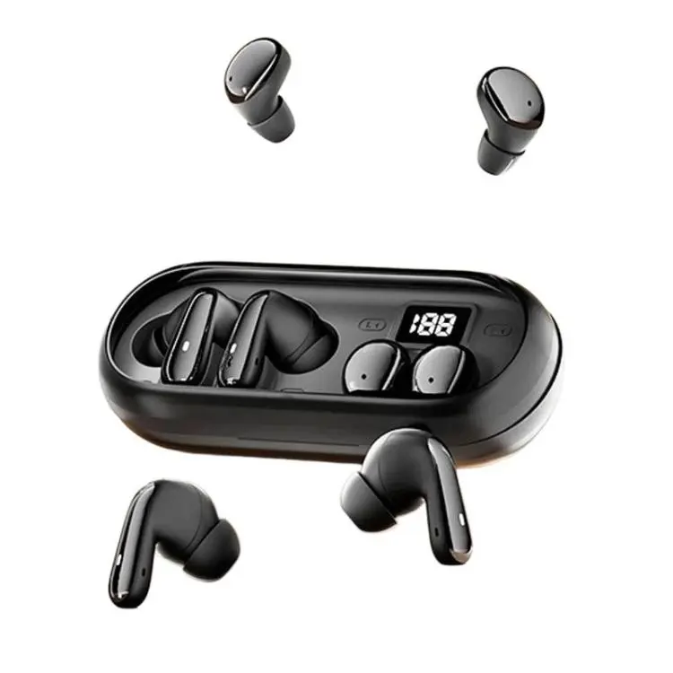 MD35 2pairs In-Ear Digital Display Noise Reduction Earphone Wireless Bluetooth Sleep Earbuds(Black)