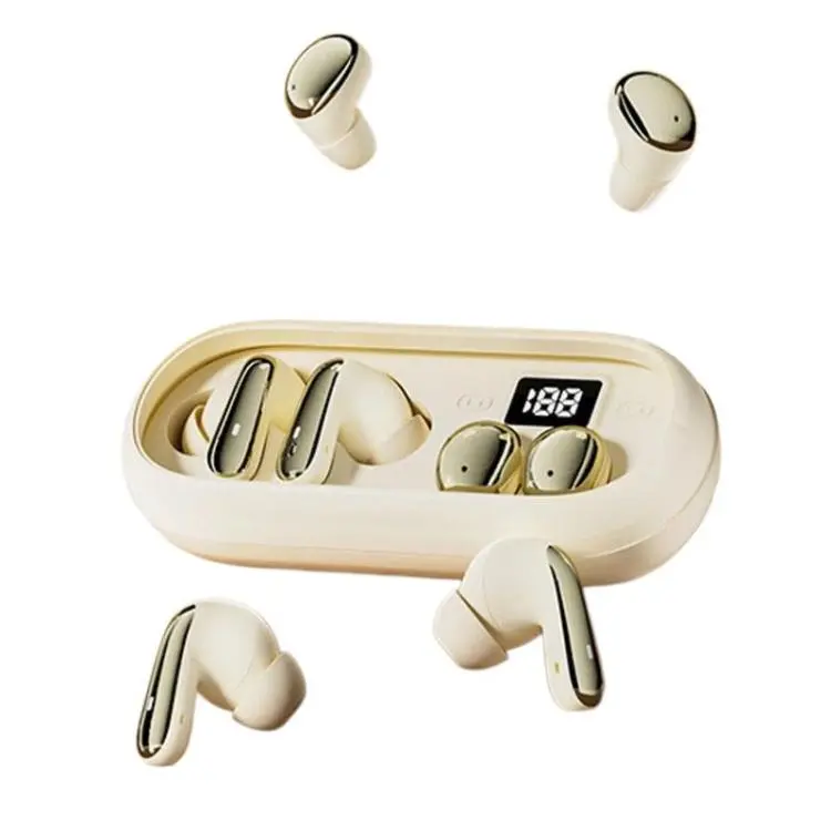 MD35 2pairs In-Ear Digital Display Noise Reduction Earphone Wireless Bluetooth Sleep Earbuds(Light Beige)