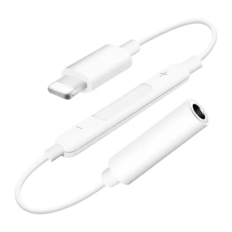 MH020 8 Pin to 3.5mm Headphone Jack Adapter Support Self-timer / Song / Line Control (White)