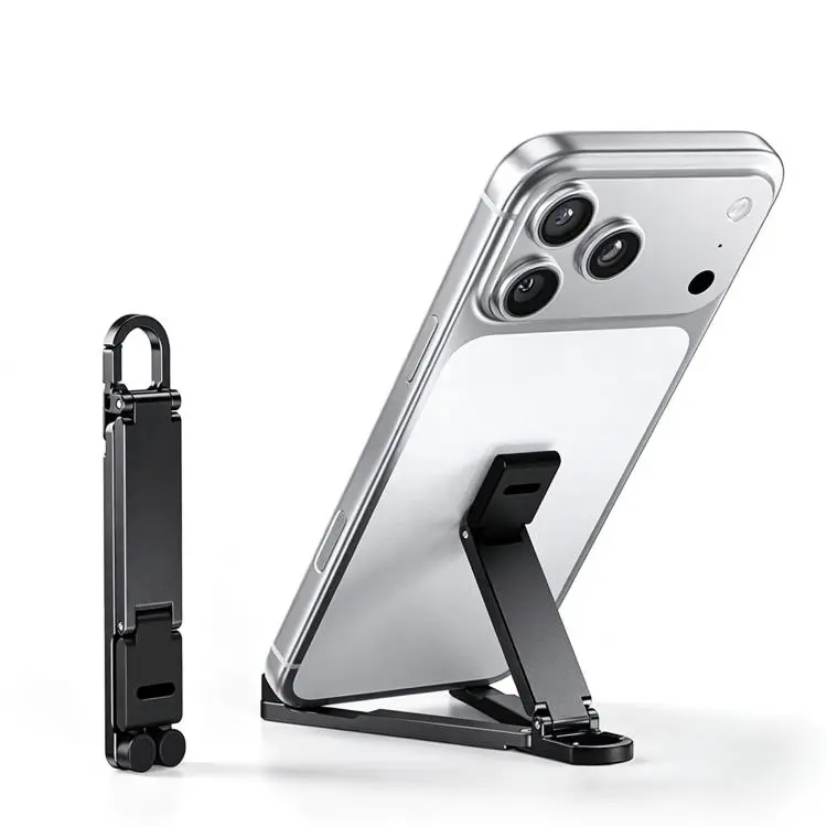 Mini Foldable Aluminum Alloy Keychain Phone Holder(Black)