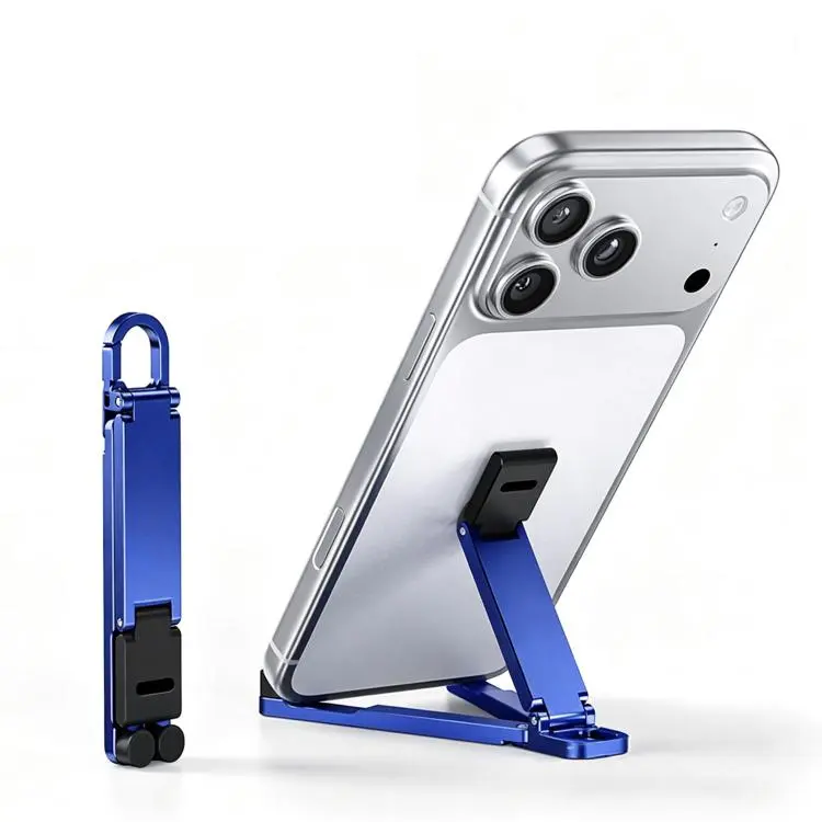 Mini Foldable Aluminum Alloy Keychain Phone Holder(Blue)