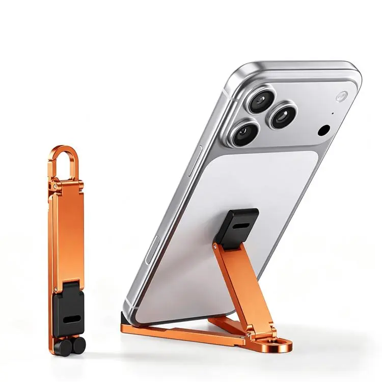 Mini Foldable Aluminum Alloy Keychain Phone Holder(Orange)