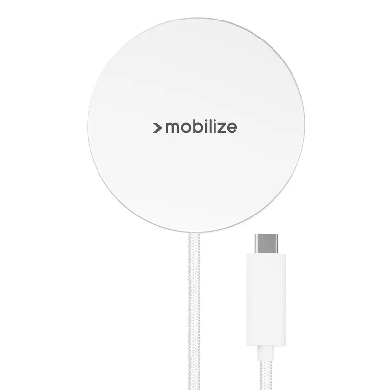 Mobilize Magnetic Wireless Charger MagSafe Compatible 25W Qi2.2 White Aluminum