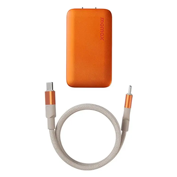 MOMAX UM79 1-Charge Ultra 45W 2-Port GaN Silm Fast Charger Kit, US Plug(Orange)