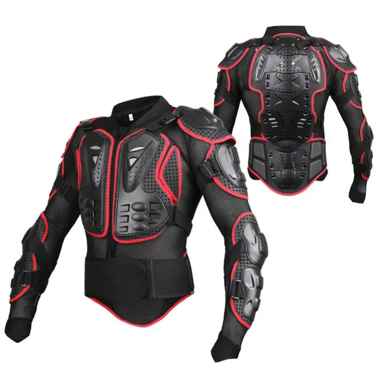 Motorcycle Body Armor Jacket Full Body Protective Gear with Removable Spine Back Protector, Size