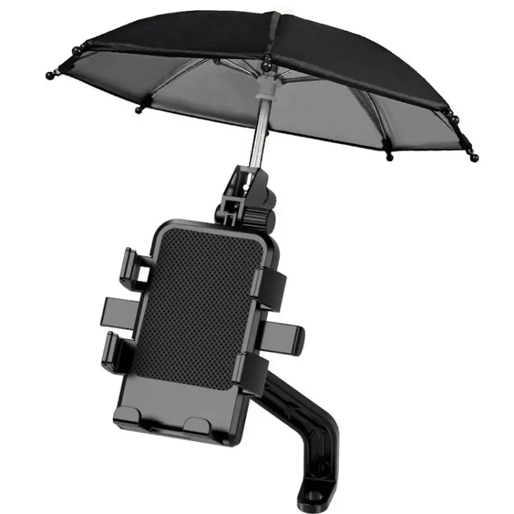 Motorcycle Phone Mount with Sunshade Mini Umbrella Universal Bike Cell Phone Holder For Rearview Mirror