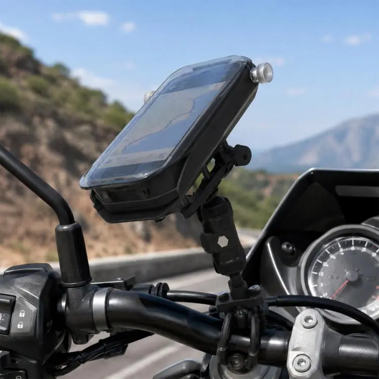 Motorcycle Shock-Absorbing Navigation Phone Holder with Protective Cover, Type