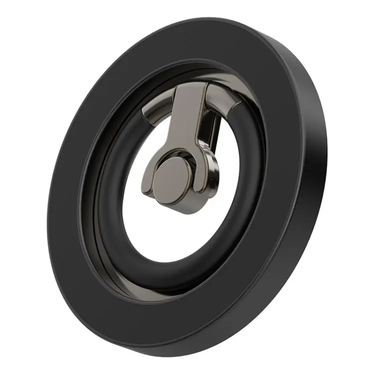 Multi-Functional 360 Degree Rotation Ring Buckle Magnetic Phone Holder with Silicone Ring Guard(Black)
