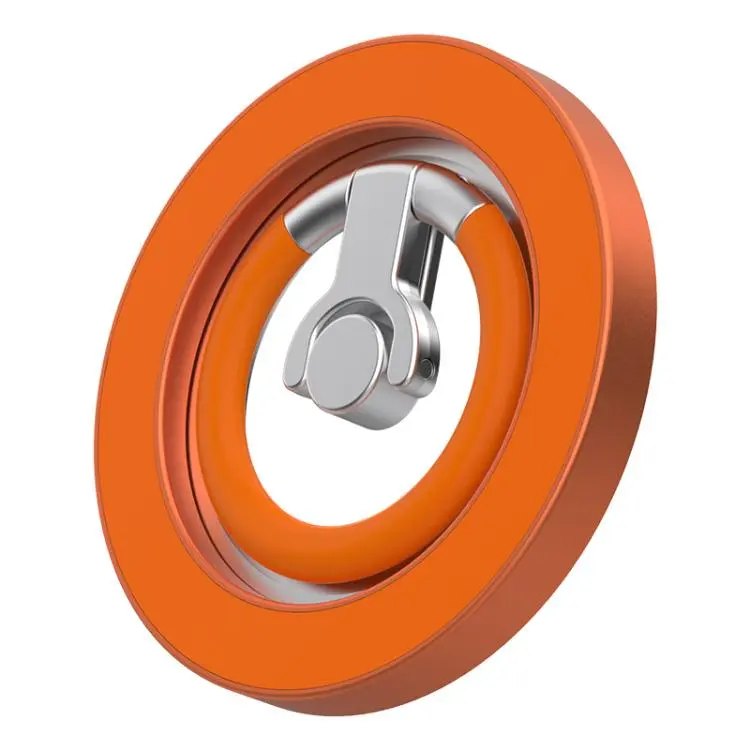 Multi-Functional 360 Degree Rotation Ring Buckle Magnetic Phone Holder with Silicone Ring Guard(Orange)