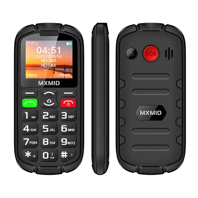 MXMID A8 Pro, 2.0 inch Big Button Rugged Style Senior Phone, SOS, BT, Torch, Network