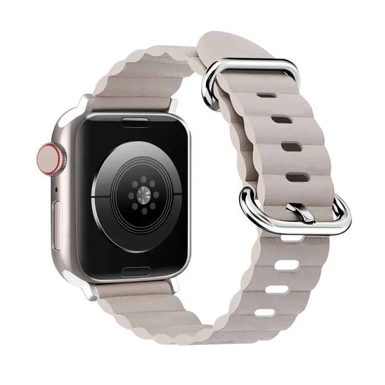 Ocean Style Leather Watch Strap For Apple Watch Series 8&7 41mm / SE 2&6&SE&5&4 40mm / 3&2&1 38mm(Starlight)