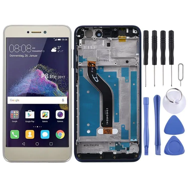 OEM LCD Screen for Huawei P8 Lite (2017) Digitizer Full Assembly with Frame (Gold)