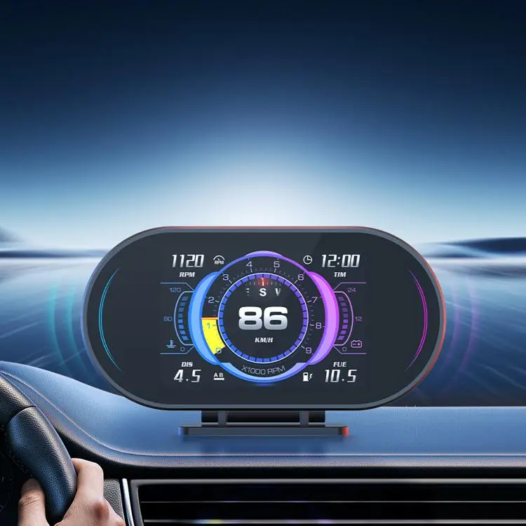 P27 Multi-functional LCD HD OBD2 GPS Gauge Speedometer(Black)