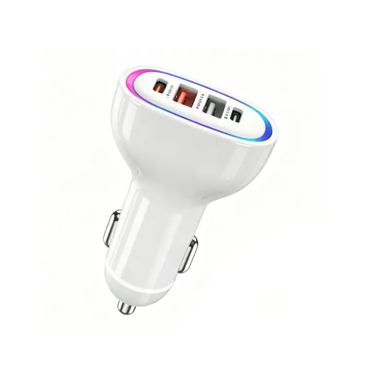 P54 75W PD3.0 USB-C x 2+USB x 2 Multi Protocol Car Charger(White)