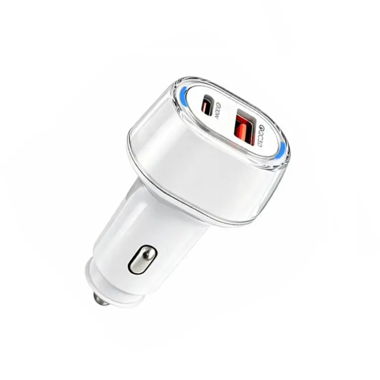 P78 55W PD3.0 / PPS + QC3.0 USB Macron Color Car Charger(White)