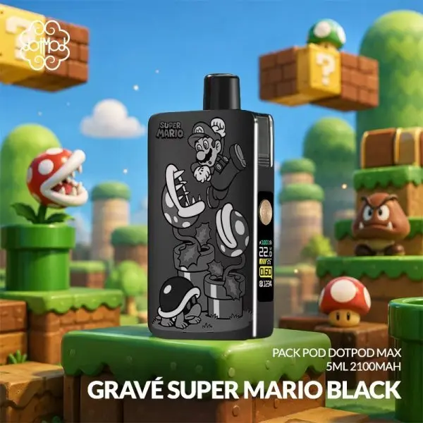 Pack DotPod Max V1.5 Gravé Super Mario Black – Dotmod | Pod 60W 5ml 2100mAh