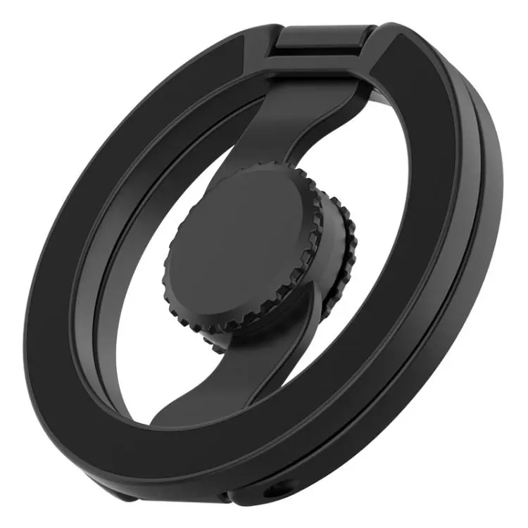 Painted Version Fully Foldable Fingertip Gyroscope Magnetic Phone Holder(Black)