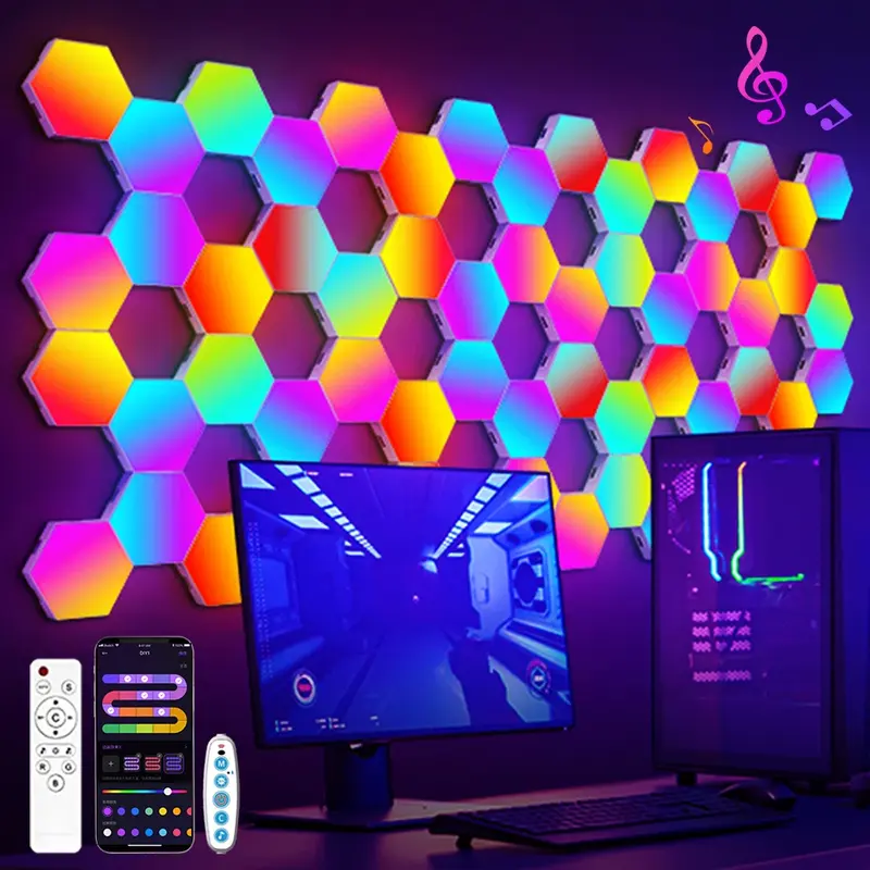 Panneaux LED Hexagonaux RGB - Kit Mural Gaming