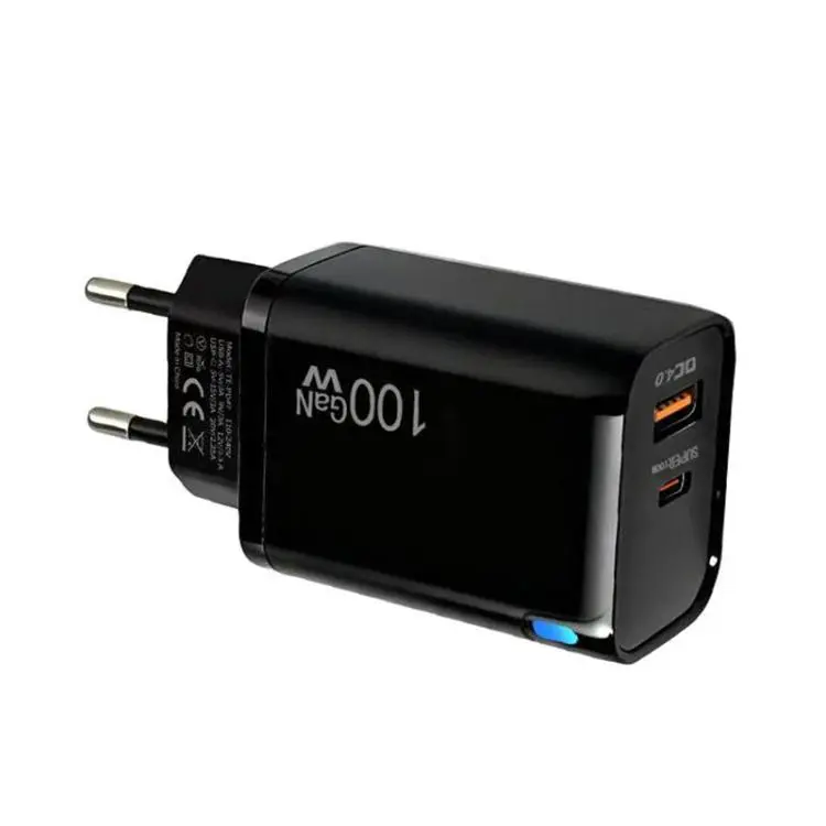 PD47 100W GaN PD Type-C, QC3.0 USB Fully Compatible Protocol Charger, EU Plug(Black)