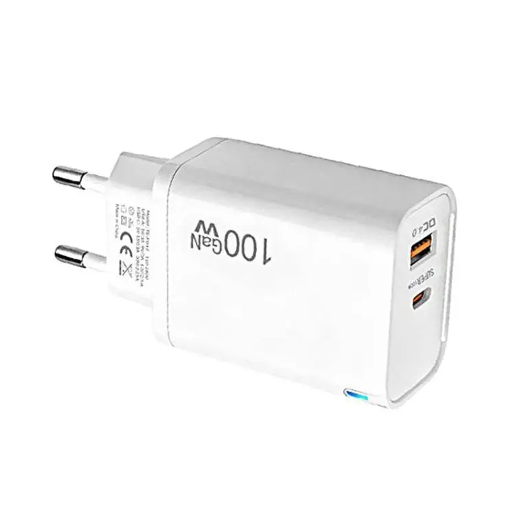 PD47 100W GaN PD Type-C, QC3.0 USB Fully Compatible Protocol Charger, EU Plug(White)