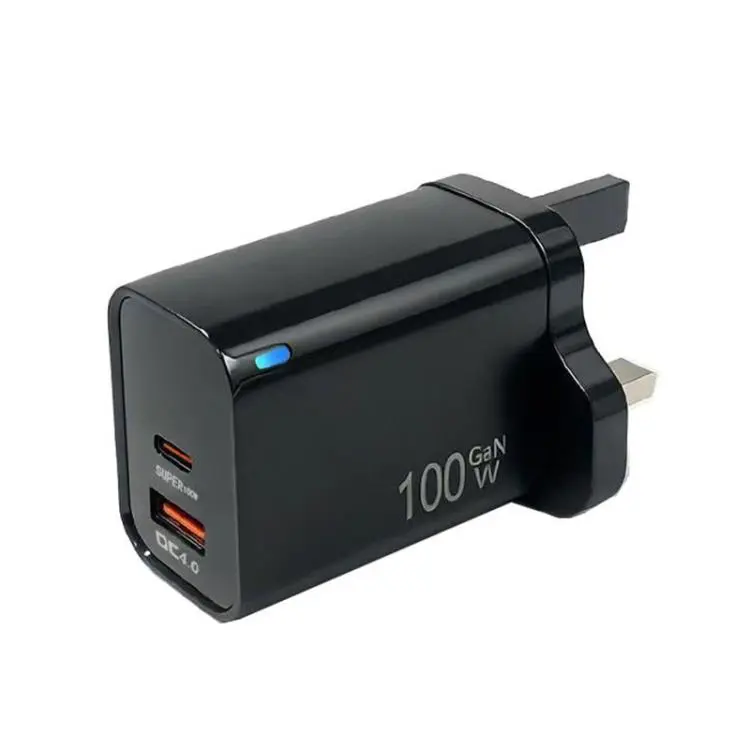 PD47 100W GaN PD Type-C, QC3.0 USB Fully Compatible Protocol Charger, UK Plug(Black)