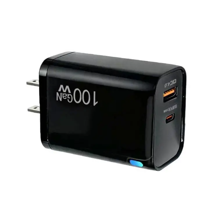 PD47 100W GaN PD Type-C, QC3.0 USB Fully Compatible Protocol Charger,US Plug(Black)