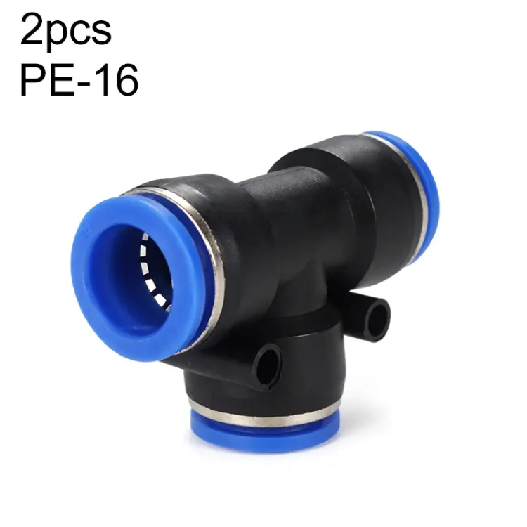 PE-16 LAIZE 2pcs PBT Plastic Tee Joint Pneumatic Quick Fitting Connector