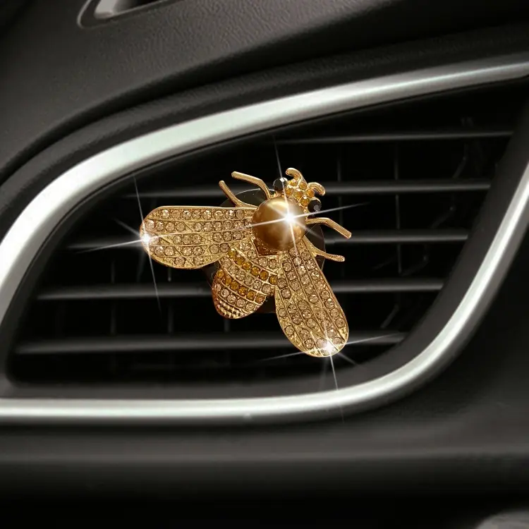 Pearl-encrusted Little Bee Car Air Conditioner Air Outlet Decoration Aromatherapy Clip, Color