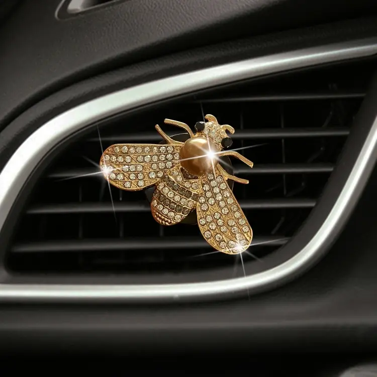 Pearl-encrusted Little Bee Car Air Conditioner Air Outlet Decoration Aromatherapy Clip, Color
