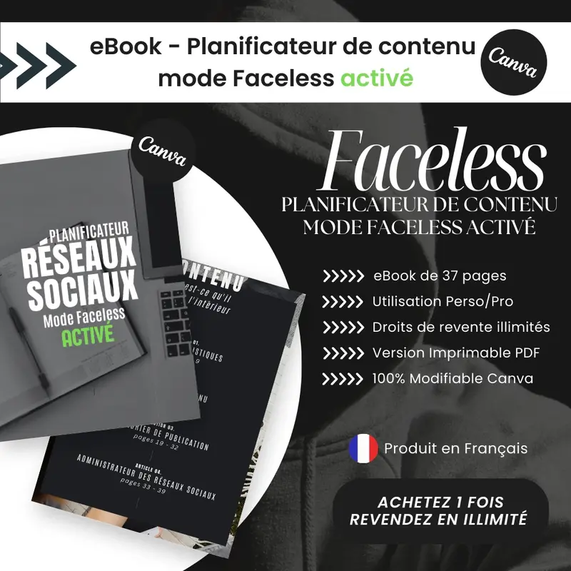 Planificateur Faceless PLR pour organiser votre contenu digital