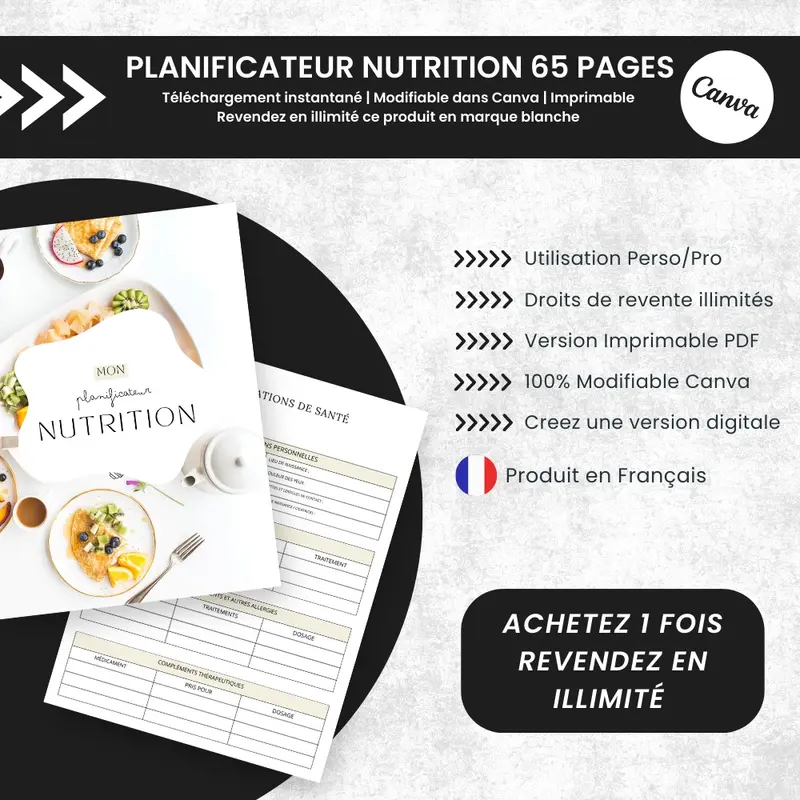 Planificateur Nutrition PLR à utiliser ou revendre sous votre marque