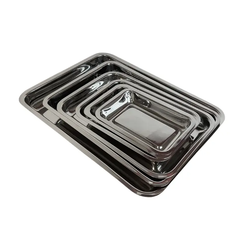 Plateau en acier inoxydable rectangle - 6 dimensions