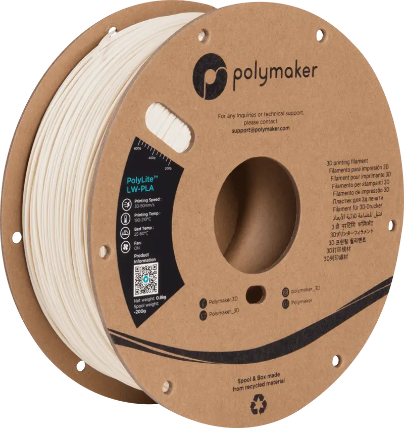 Polymaker Polylite LW-PLA - 1.75 mm - 800 g - Blanc