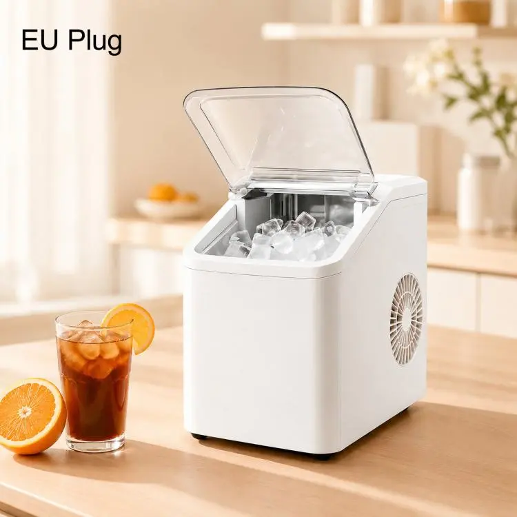 Portable Ice Maker Countertop 9 Cubes In 6-8 Mins Compact Ice Machine For RV Home EU Plug 220V(White)