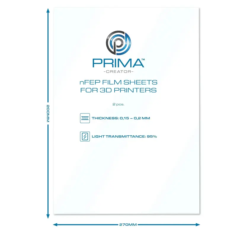 PRIMACREATOR NFEP FILM SHEETS FOR 3D PRINTERS - 200 X 270 MM - 2-PACK