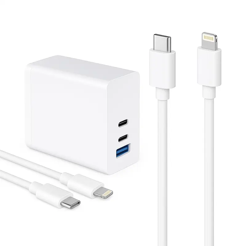 Prise + Câbles (2 USB-C 1 USB-A + 2 Câbles Lightning) 140W - WTK