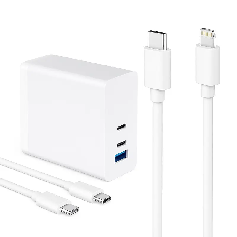 Prise Murale (2 USB-C 1 USB-A + 1 Câble Lightning & 1 Câble USB-C) 140W - WTK
