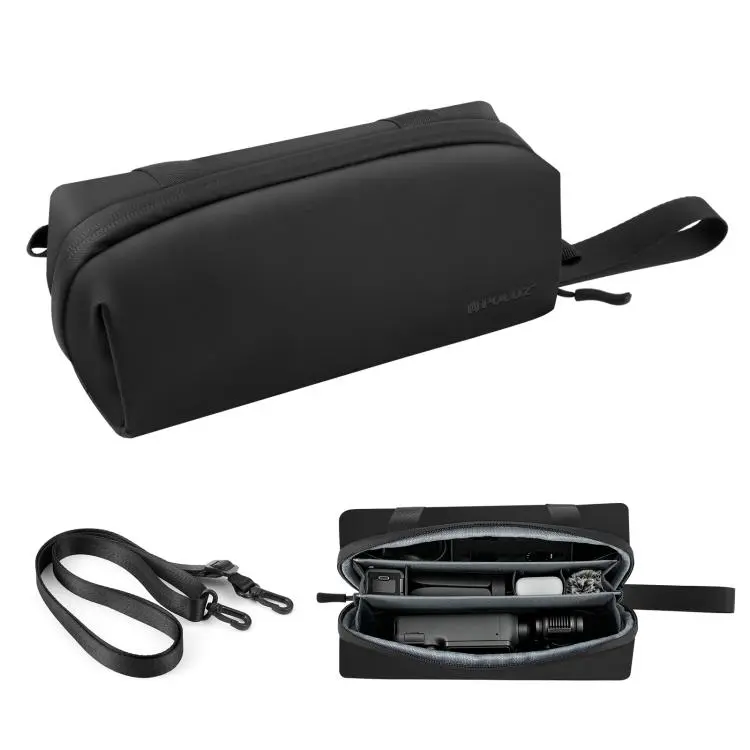 PULUZ Gimbal Camera Carrying Bag Crossbody Protective Multi-compartment Bag for DJI Osmo Pocket 4P / 4 / 3, Xtra Muse / Muse 2 Pro, Insta360 Luna Ultra / Luna Pro / X5 / X4 / X3 (Black)