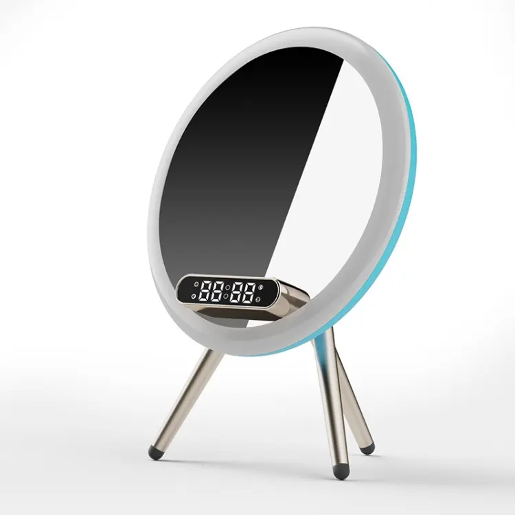Q6 Smart Clock Display Bluetooth Speaker Fill Light Makeup Mirror with Wireless Charger(Blue)