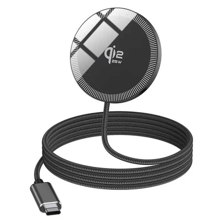 QI2 25W USB-C / Type-C Interface Portable Magnetic Wireless Charger(Black)