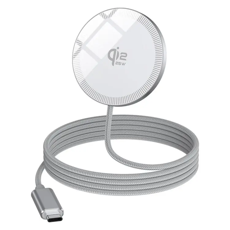 QI2 25W USB-C / Type-C Interface Portable Magnetic Wireless Charger(White)